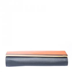 Pre Owned Fendi Orange/Grey Leather Rush Wrislet Clutch