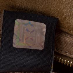 Pre Owned Fendi Tobacco Canvas Large Pequin Stripe Claudia Shoulder Bag