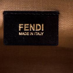 Pre Owned Fendi Tobacco Canvas Large Pequin Stripe Claudia Shoulder Bag