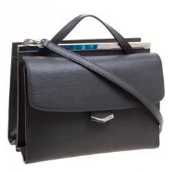 Pre Owned Fendi Grey Textured Leather Small Demi Jour Shoulder Bag