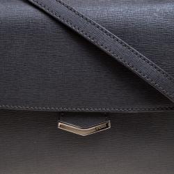 Pre Owned Fendi Grey Textured Leather Small Demi Jour Shoulder Bag