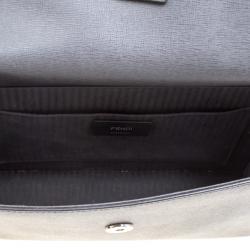 Pre Owned Fendi Grey Textured Leather Small Demi Jour Shoulder Bag