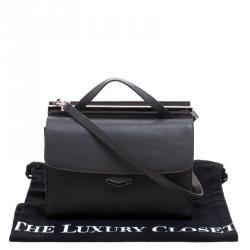 Pre Owned Fendi Grey Textured Leather Small Demi Jour Shoulder Bag