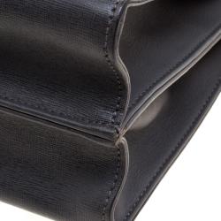 Pre Owned Fendi Grey Textured Leather Small Demi Jour Shoulder Bag