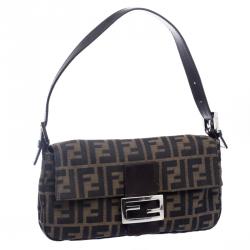 Pre Owned Fendi Tobacco Zucca Canvas Mama Baguette Shoulder Bag