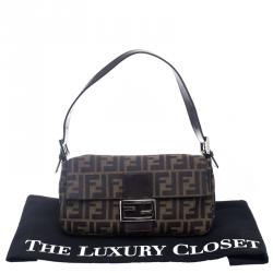 Pre Owned Fendi Tobacco Zucca Canvas Mama Baguette Shoulder Bag