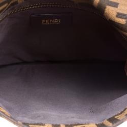 Fendi Tobacco Zucca Canvas Maxi Baguette Flap Shoulder Bag