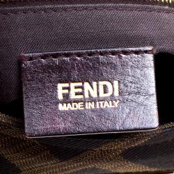 Fendi Tobacco Zucca Canvas Maxi Baguette Flap Shoulder Bag