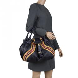 Pre Owned Fendi Dark Blue Leather Embroidered Limited Edition Spy Bag