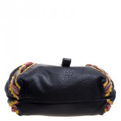 Pre Owned Fendi Dark Blue Leather Embroidered Limited Edition Spy Bag