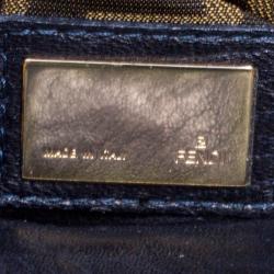 Pre Owned Fendi Dark Blue Leather Embroidered Limited Edition Spy Bag