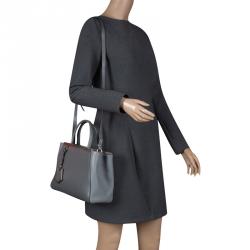 Pre Owned Fendi Grey Saffiano Leather Small 2Jours Tote