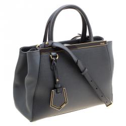 Pre Owned Fendi Grey Saffiano Leather Small 2Jours Tote