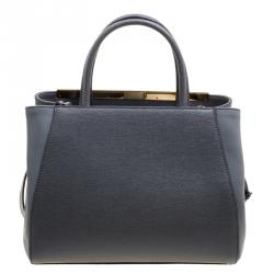 Pre Owned Fendi Grey Saffiano Leather Small 2Jours Tote