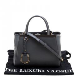 Pre Owned Fendi Grey Saffiano Leather Small 2Jours Tote