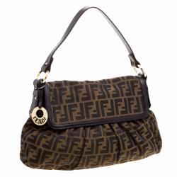 Pre Owned Fendi Tobacco Zucca Canvas Chef Shoulder Bag