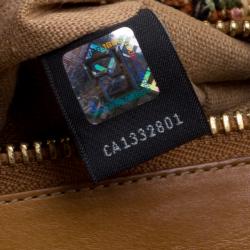 Pre Owned Fendi Blue/Beige Fabric Large Cross Stitch Peekaboo Bag