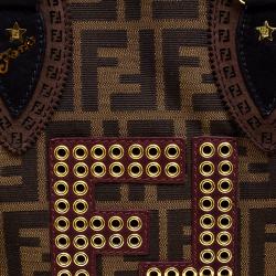 Pre Owned Fendi Brown Zucca Canvas Eyelet Embellished Chef De Jour Bag