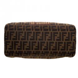 Pre Owned Fendi Brown Zucca Canvas Eyelet Embellished Chef De Jour Bag