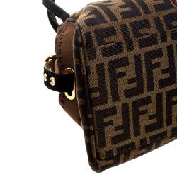 Pre Owned Fendi Brown Zucca Canvas Eyelet Embellished Chef De Jour Bag