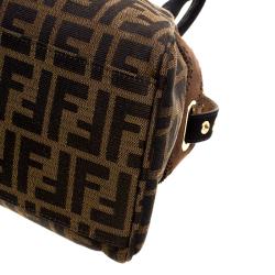 Pre Owned Fendi Brown Zucca Canvas Eyelet Embellished Chef De Jour Bag