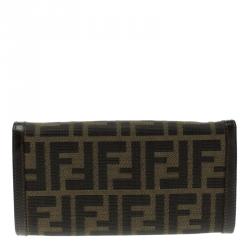 Pre Owned Fendi Tobacco Zucca Canvas Vintage Flap Wallet