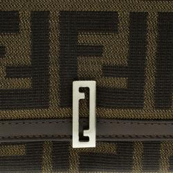 Pre Owned Fendi Tobacco Zucca Canvas Vintage Flap Wallet