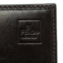 Pre Owned Fendi Tobacco Zucca Canvas Vintage Flap Wallet