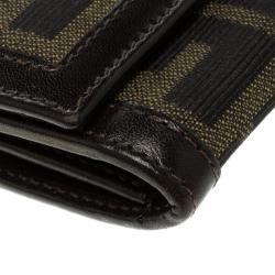 Pre Owned Fendi Tobacco Zucca Canvas Vintage Flap Wallet