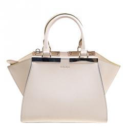 Pre Owned Fendi White Leather Mini 3Jours Tote