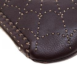 Pre Owned Fendi Brown Selleria Leather Oyster Hobo
