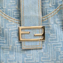 Pre Owned Fendi Blue Zucca Denim Tote