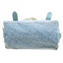 Pre Owned Fendi Blue Zucca Denim Tote