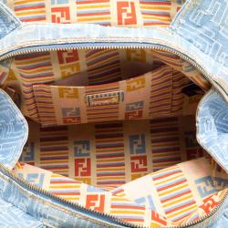 Pre Owned Fendi Blue Zucca Denim Tote