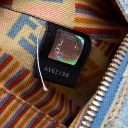 Pre Owned Fendi Blue Zucca Denim Tote