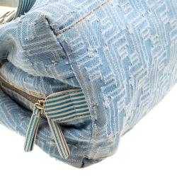 Pre Owned Fendi Blue Zucca Denim Tote
