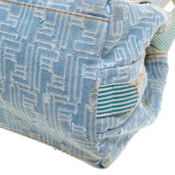 Pre Owned Fendi Blue Zucca Denim Tote