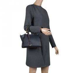 Pre Owned Fendi Dark Blue Leather Mini 3Jours Tote