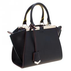 Pre Owned Fendi Dark Blue Leather Mini 3Jours Tote