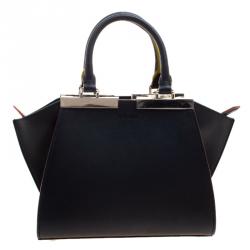 Pre Owned Fendi Dark Blue Leather Mini 3Jours Tote