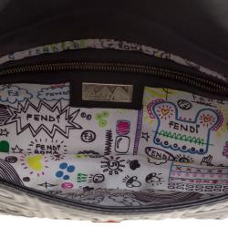 Pre Owned Fendi Balck Leather Logo Embossed Mama Baguette Shoulder Bag