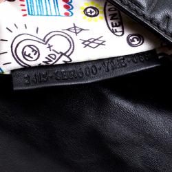 Pre Owned Fendi Balck Leather Logo Embossed Mama Baguette Shoulder Bag