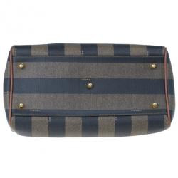 مملوكة مسبقًا Fendi Brown Striped Pequin Canvas Vintage Boston Bag