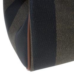 مملوكة مسبقًا Fendi Brown Striped Pequin Canvas Vintage Boston Bag