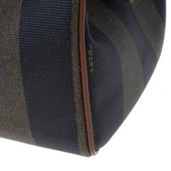 مملوكة مسبقًا Fendi Brown Striped Pequin Canvas Vintage Boston Bag