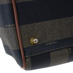 مملوكة مسبقًا Fendi Brown Striped Pequin Canvas Vintage Boston Bag