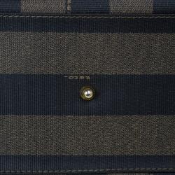 مملوكة مسبقًا Fendi Brown Striped Pequin Canvas Vintage Boston Bag