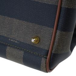 مملوكة مسبقًا Fendi Brown Striped Pequin Canvas Vintage Boston Bag