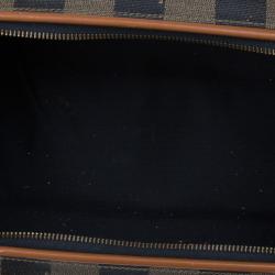 مملوكة مسبقًا Fendi Brown Striped Pequin Canvas Vintage Boston Bag
