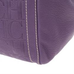 Carolina Herrera Purple Leather Embossed Tote